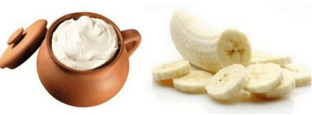 Máscara con crema de leite e plátano